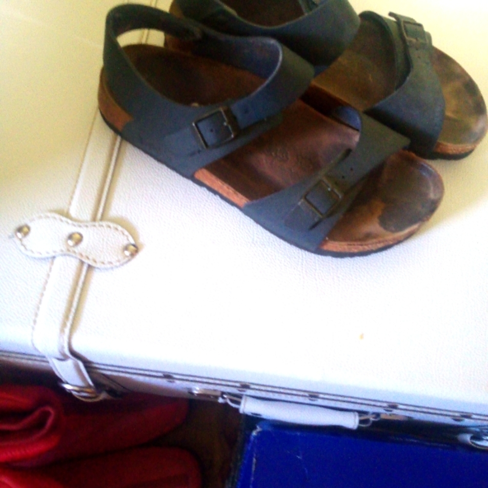 Navy Birkenstock sandals w/back strap 39EU